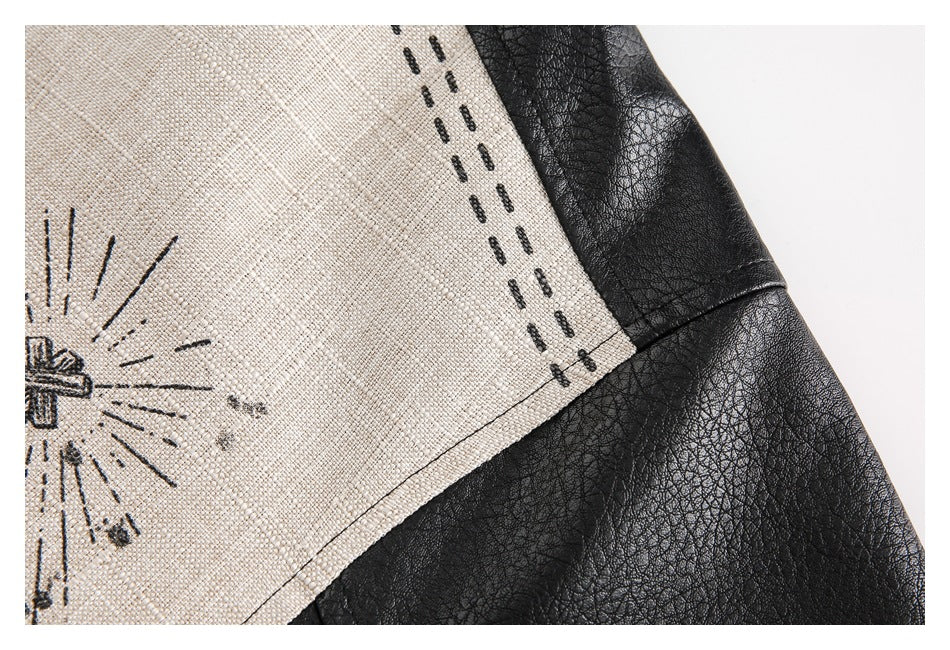 Veste de baseball unisexe rétro avec manches en cuir