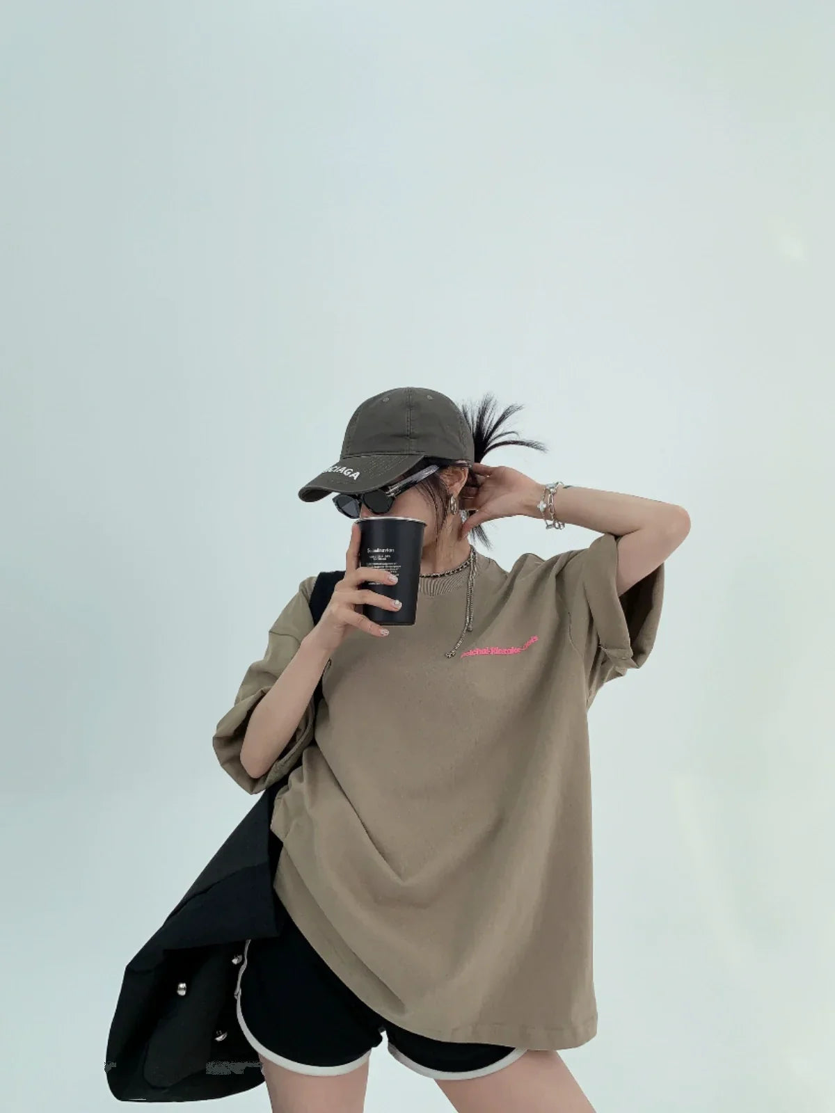 Pink Print Oversize Short Sleeve T-Shirt