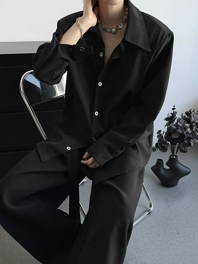 Shoulder-Pad Oversize Long Sleeve Shirt
