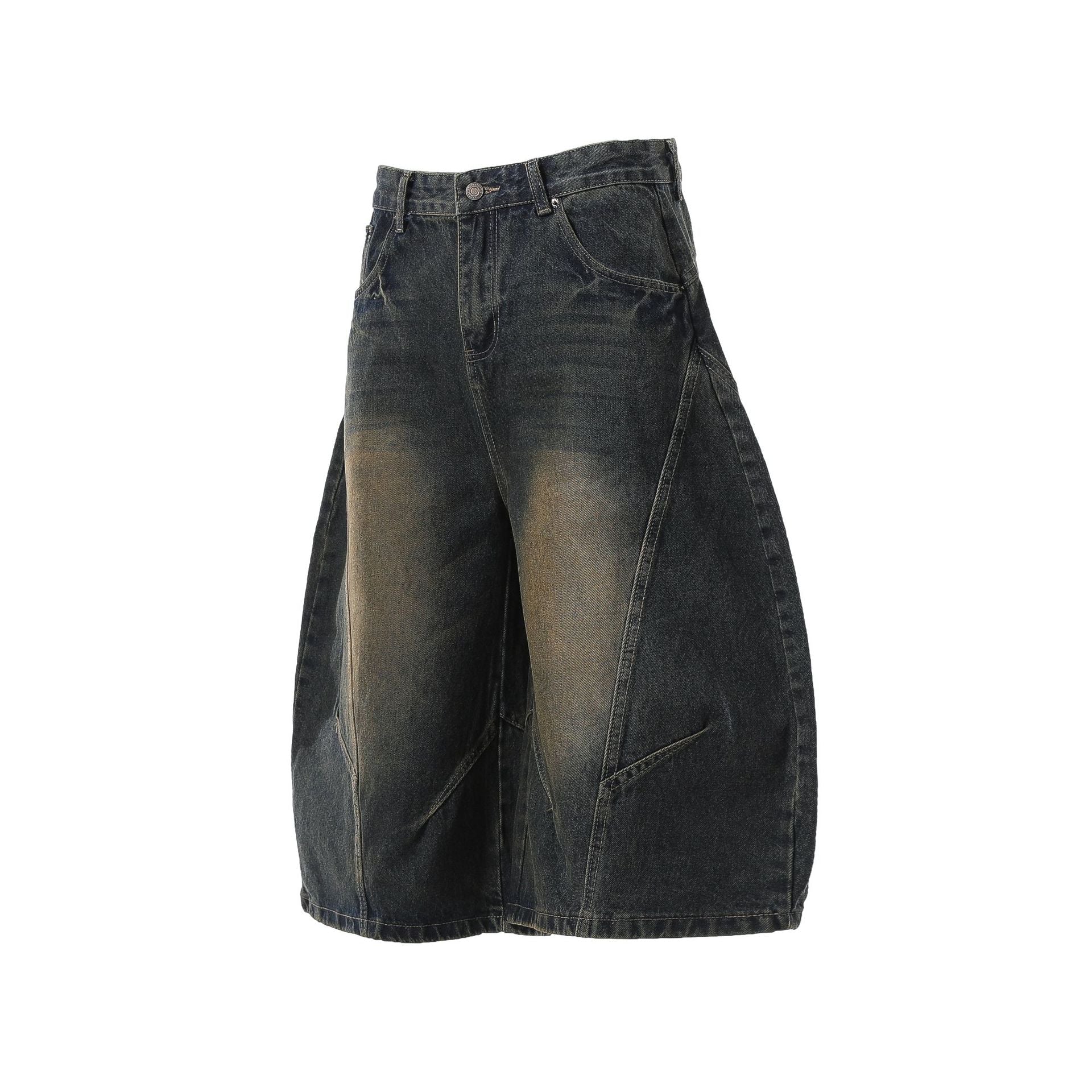 Washed Curved Denim Jort