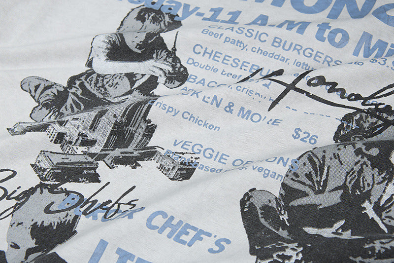 Washed Graphic Letter Print Short Sleeve T-Shirt