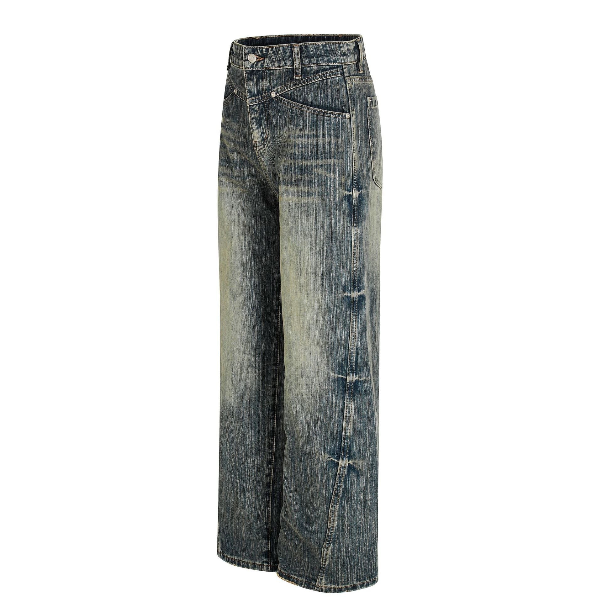 Fade Washed Straight Denim Jeans