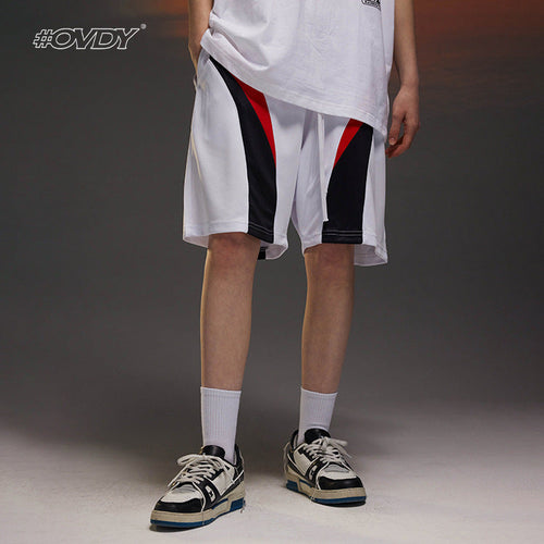 Mesh Patchwork Oversize Short Pants - white / S