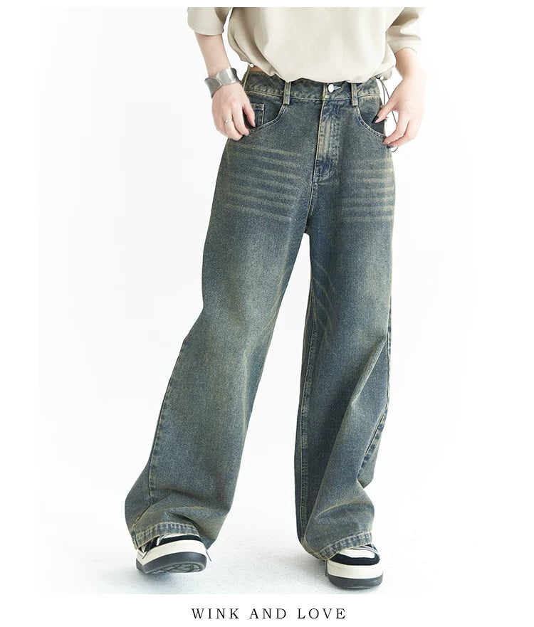 Washed Wide-Leg Denim Jeans