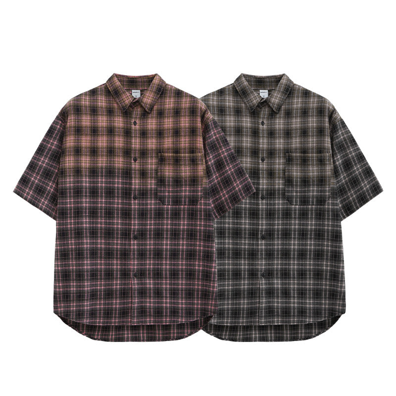 Plaid Oversized Gradient Heavyweight Shirt