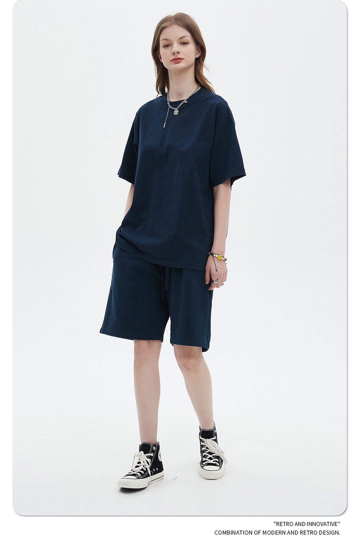 Oversize Washed Short-sleeve-T-shirt & Washed Short Sweatpants Setup