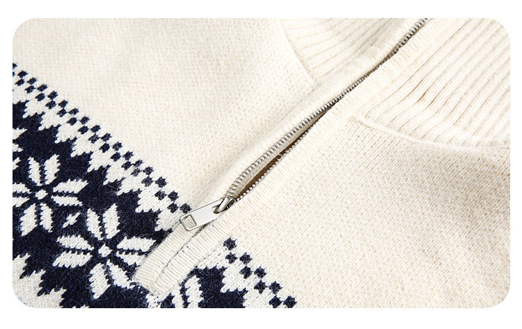 Christmas Knitwear Half-Zip Knitwear Pullover Sweater