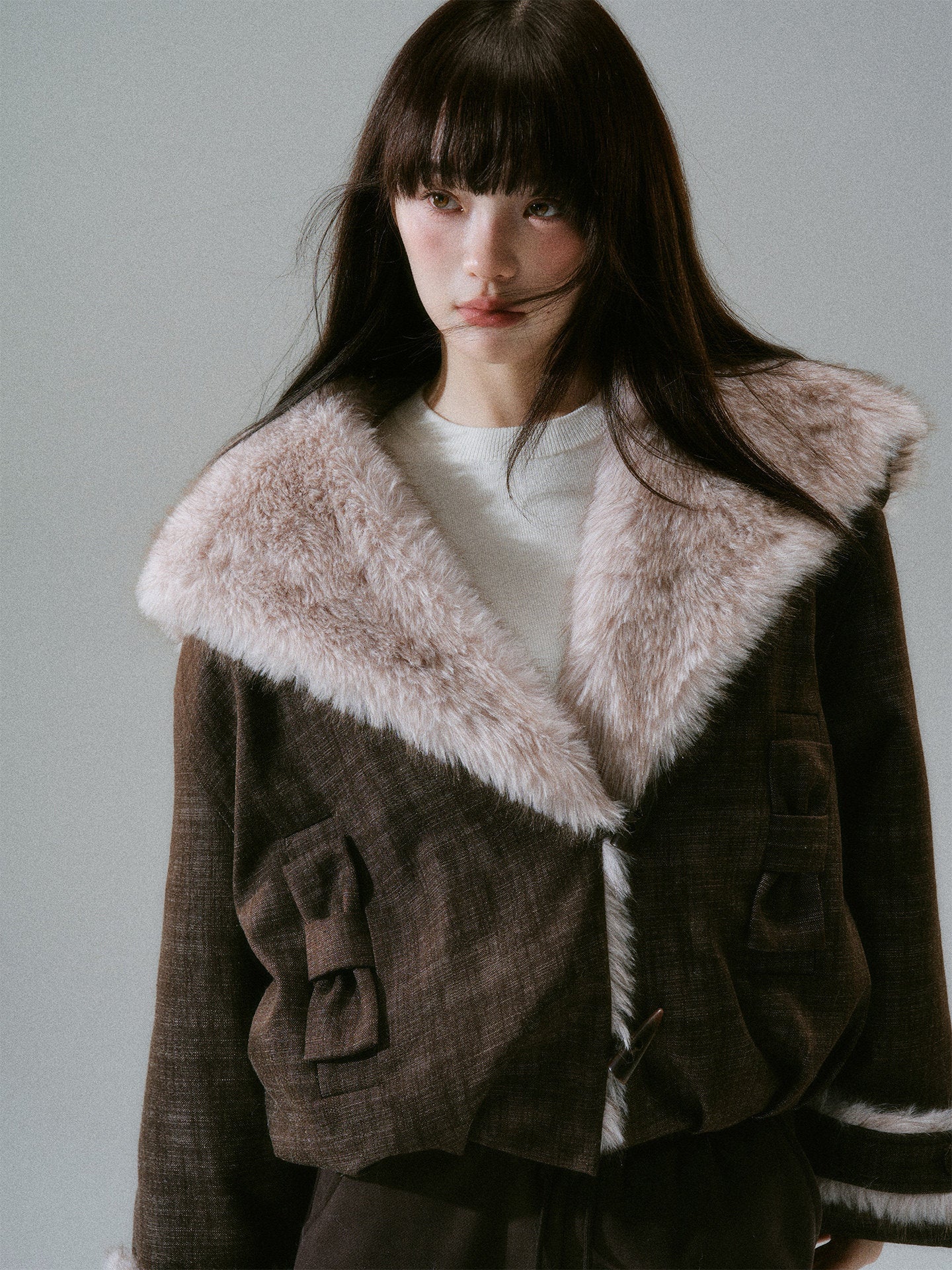 Plush Flower Bud Short Jacket