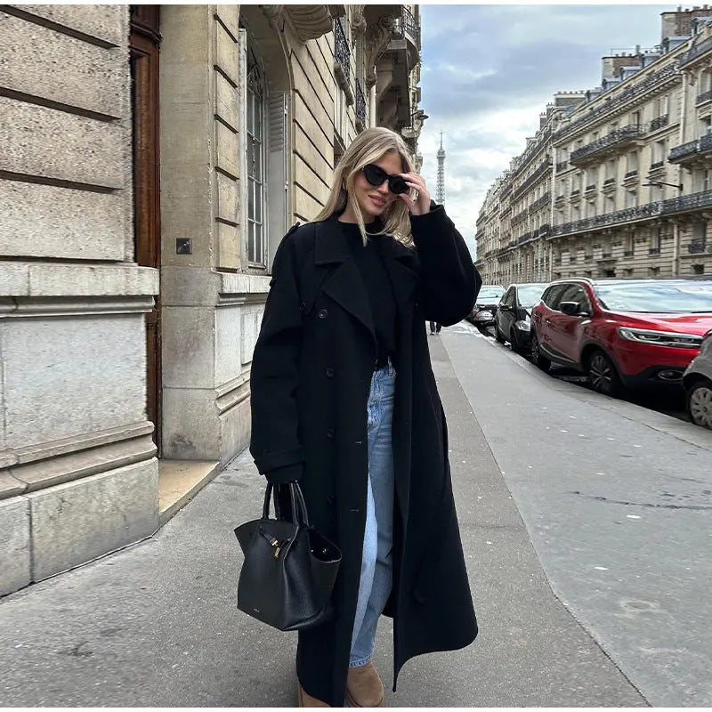 Casual Long Double-Breasted Coat