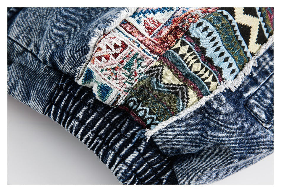 Chaqueta acolchada vaquera de patchwork deconstruida