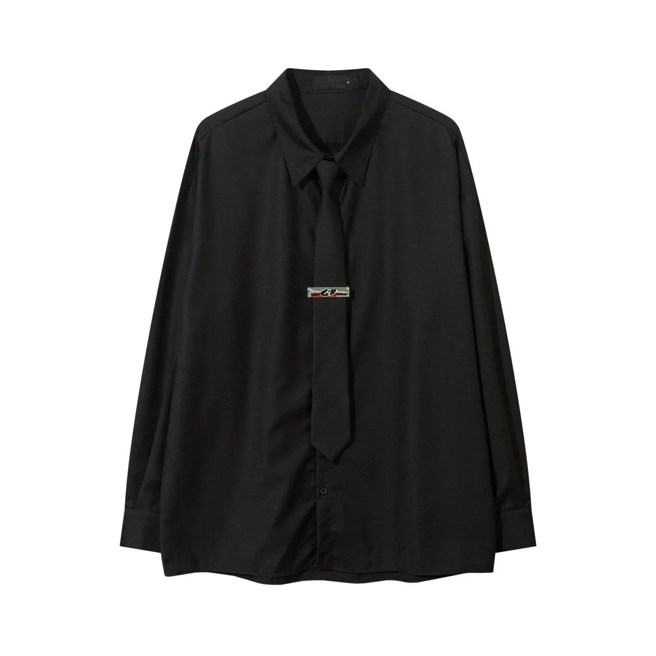 With Tie Plan Long Sleeve Shirt