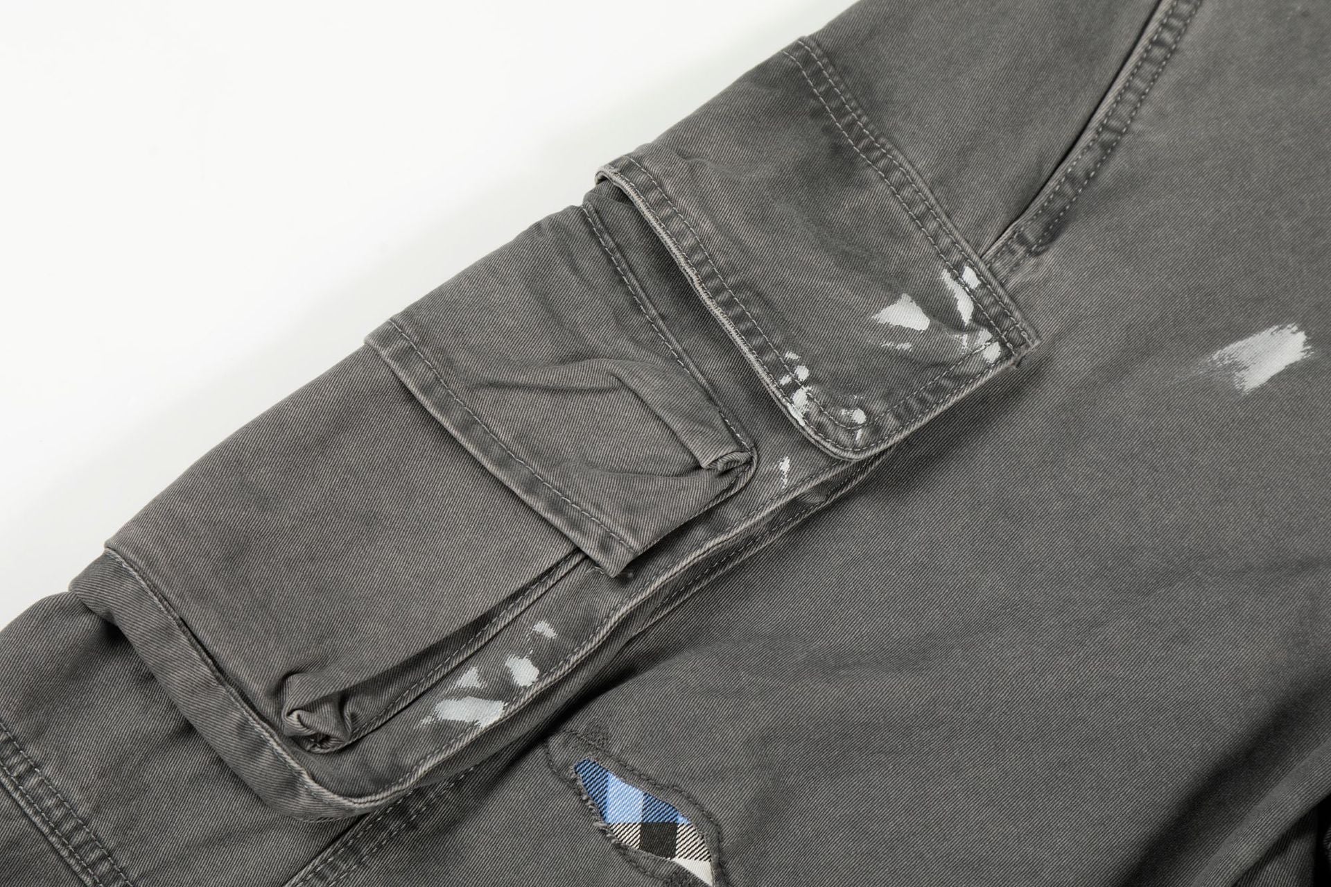 Damage Dirty Wide Leg Curved Cargo Pants