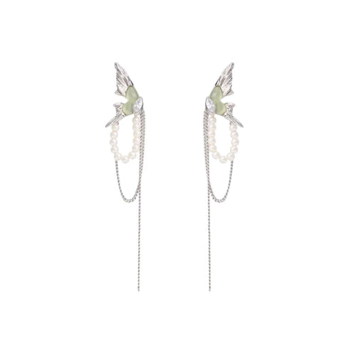 Pendientes de mariposa de nácar verde menta