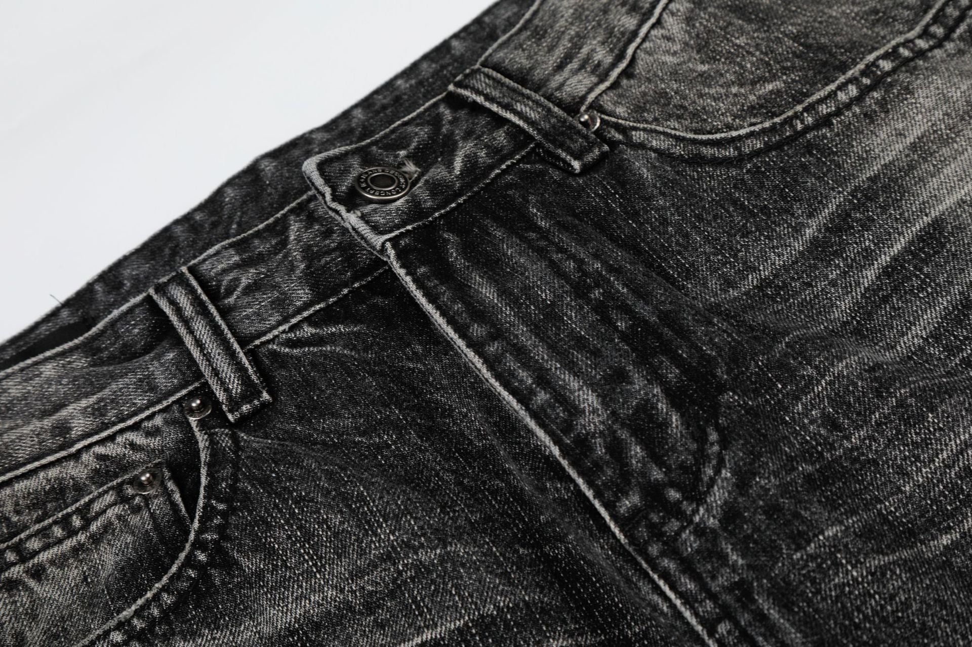 Washed Whisker Wide Leg Denim Jeans