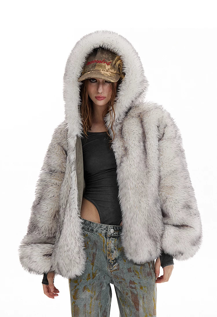 Reversible Suede Oversize Thick Fur Jacket