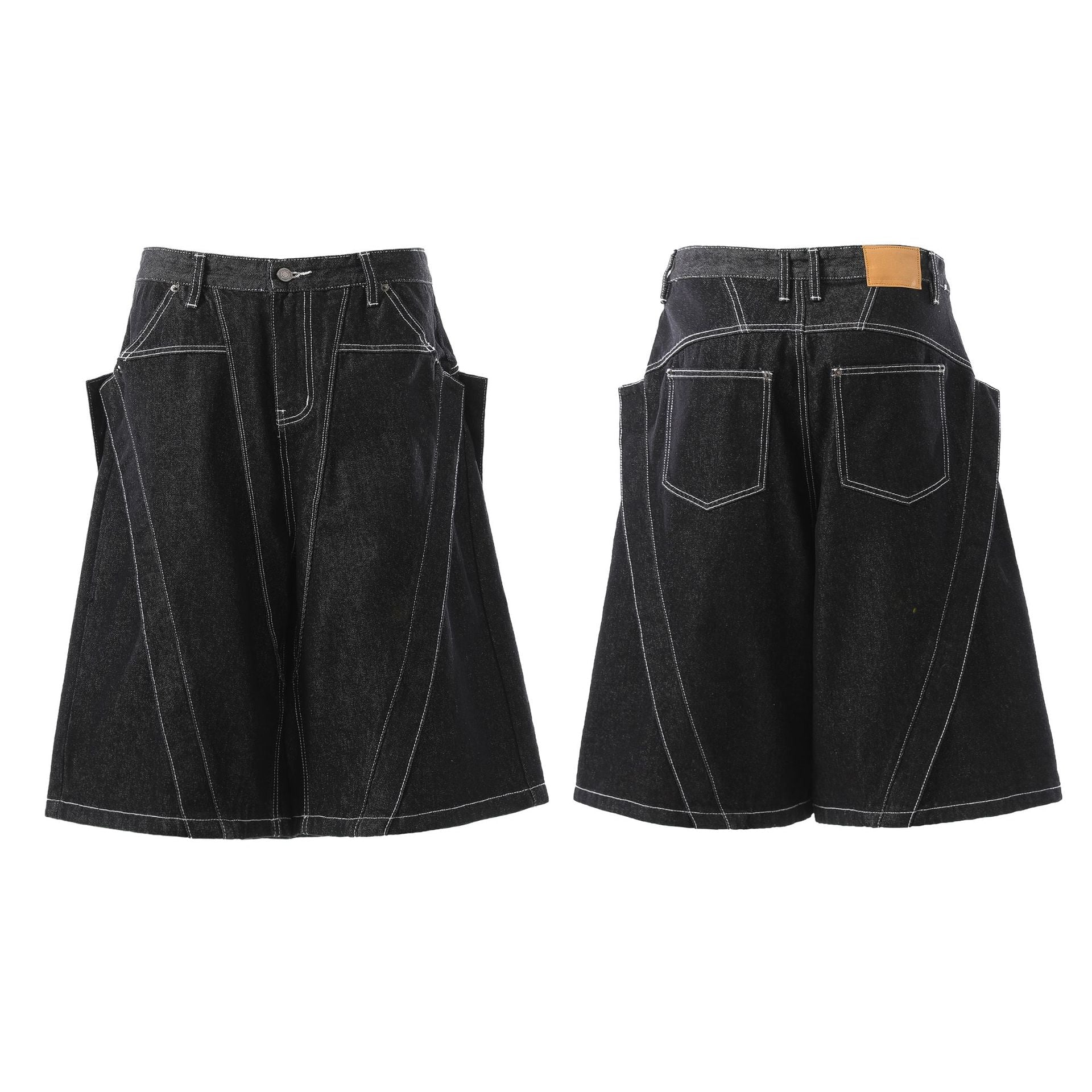Raw Denim Deconstruction Wide Leg Jort