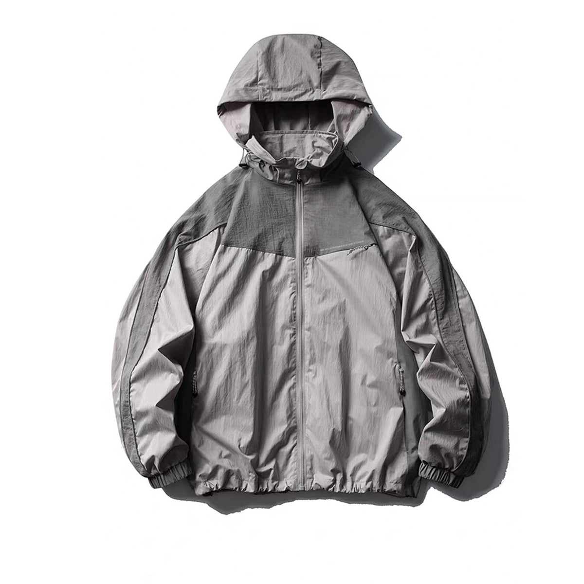 Oversize Nylon Hooded Jacket & Panel Wide Leg Pants Setup