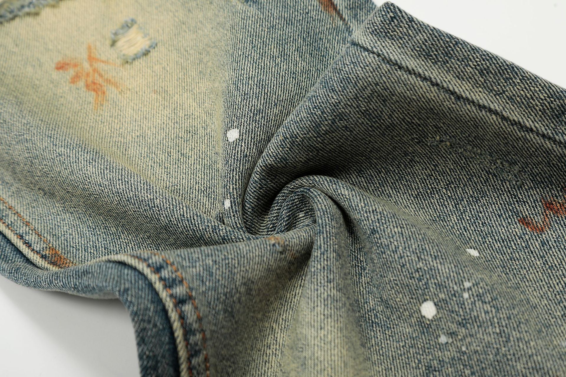 Dirty Washed Damage Flare Denim Jeans