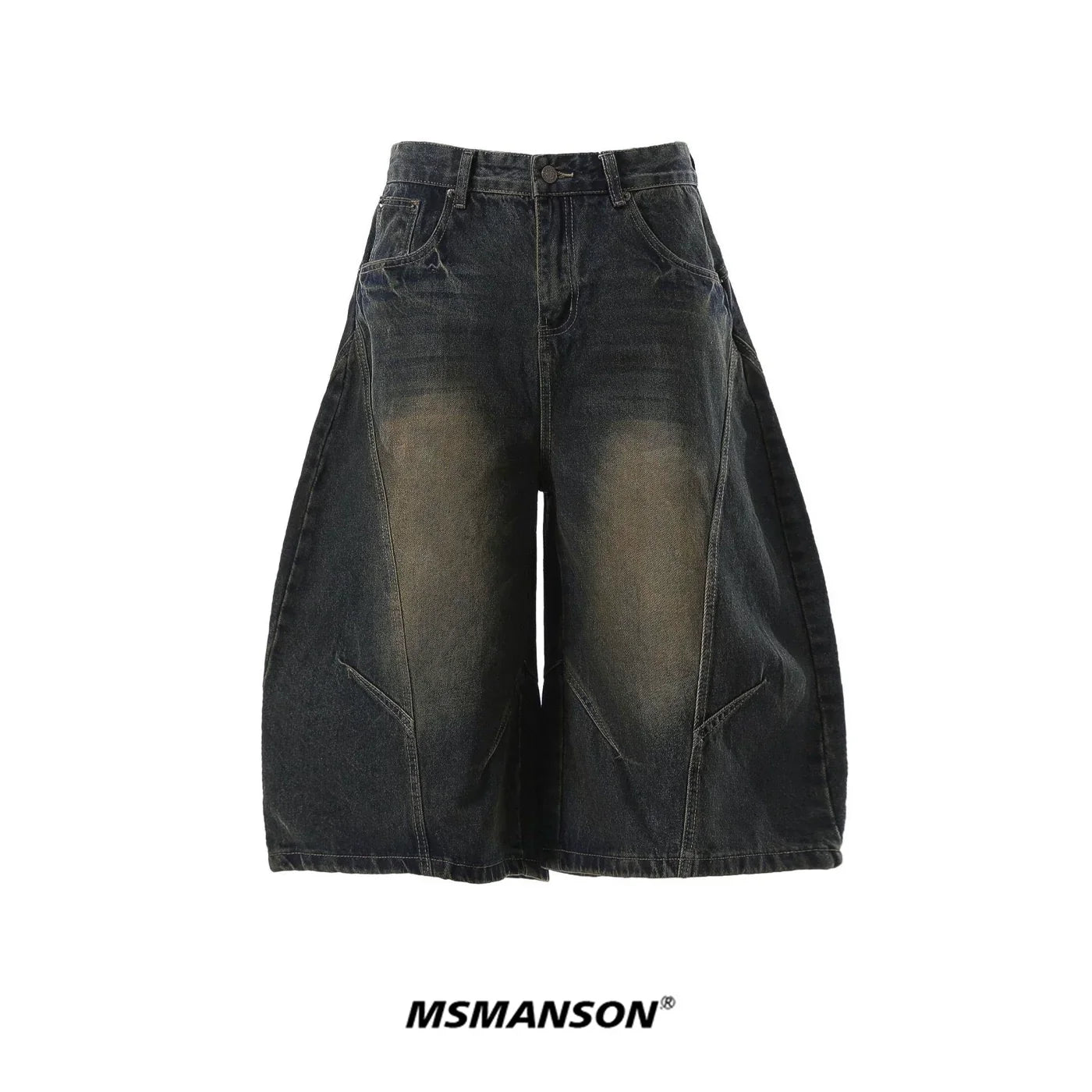 Jeans a gamba larga con design a lama curva decostruita