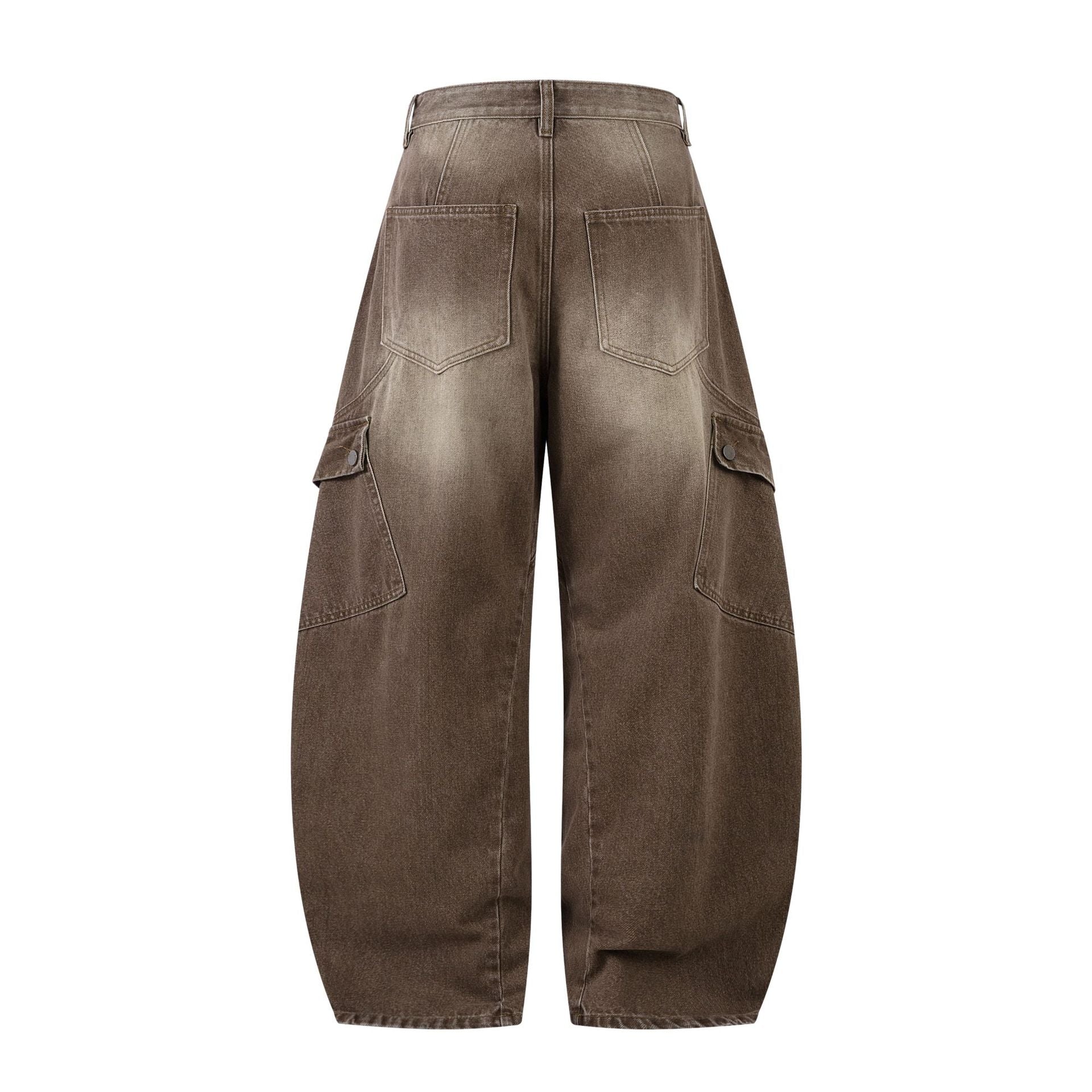 Washed Cargo Wide Leg Denim Jeans