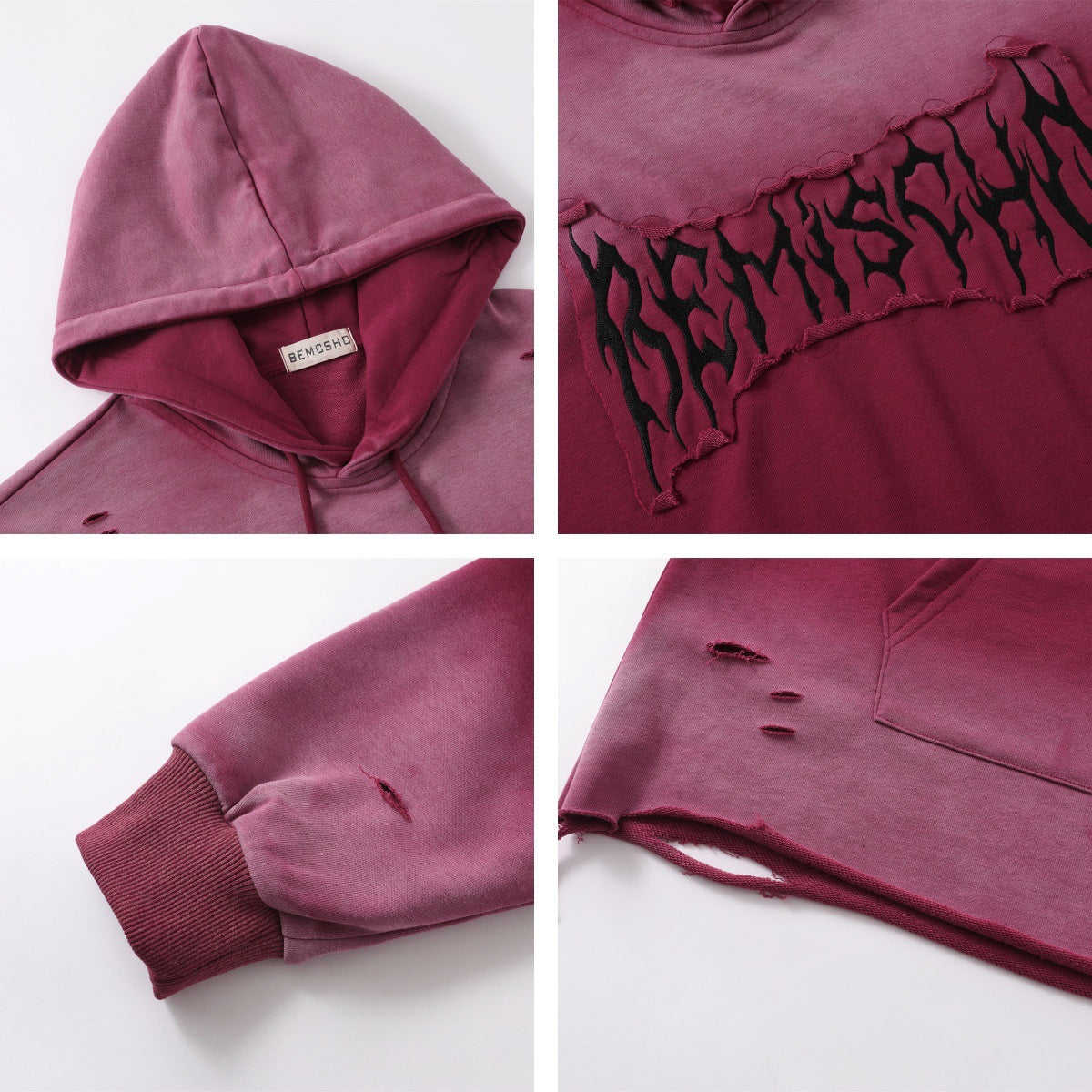 Felpa oversize con cappuccio patchwork lavata