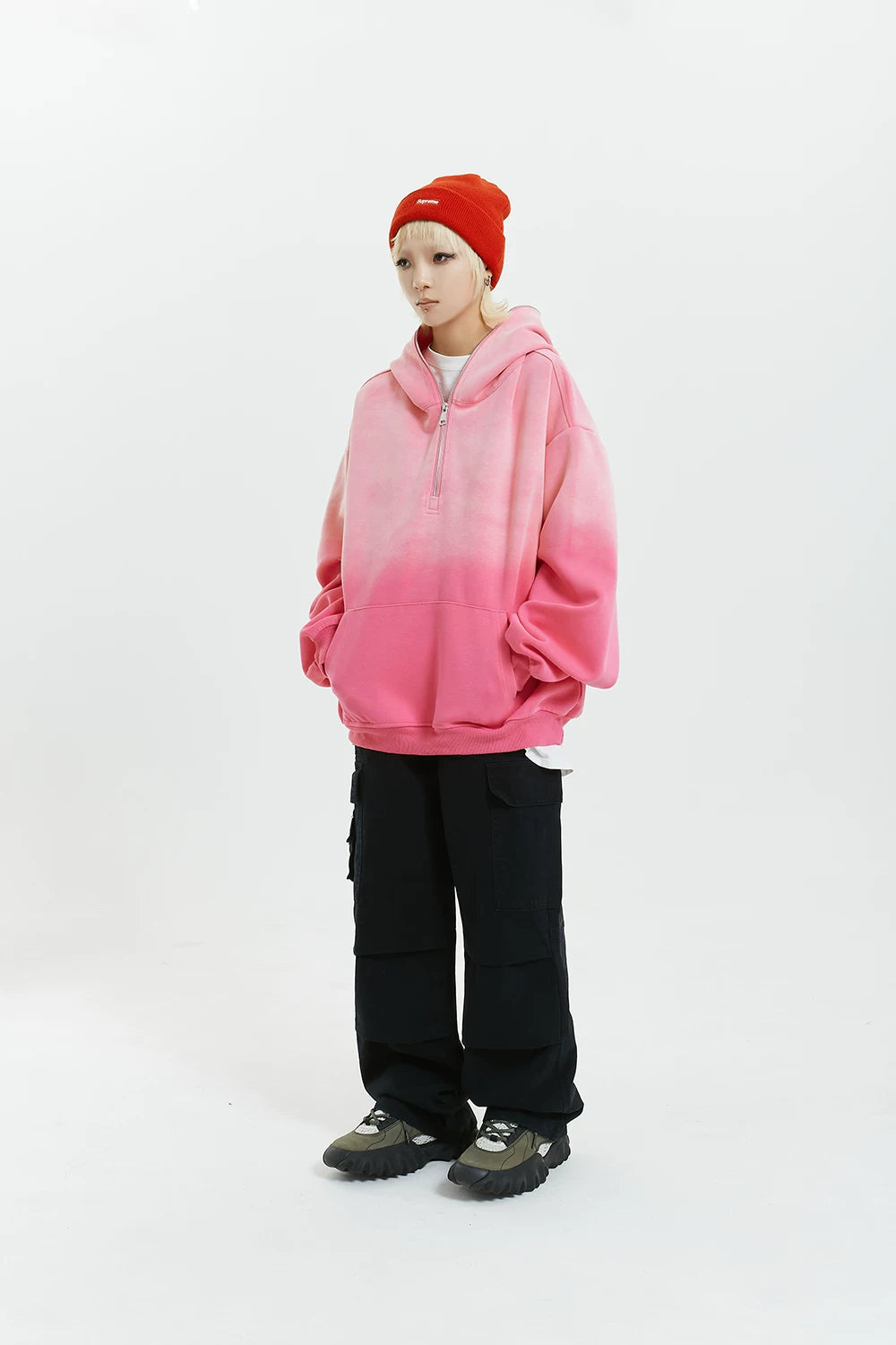 Gradient Half Zip Oversize Hoodie