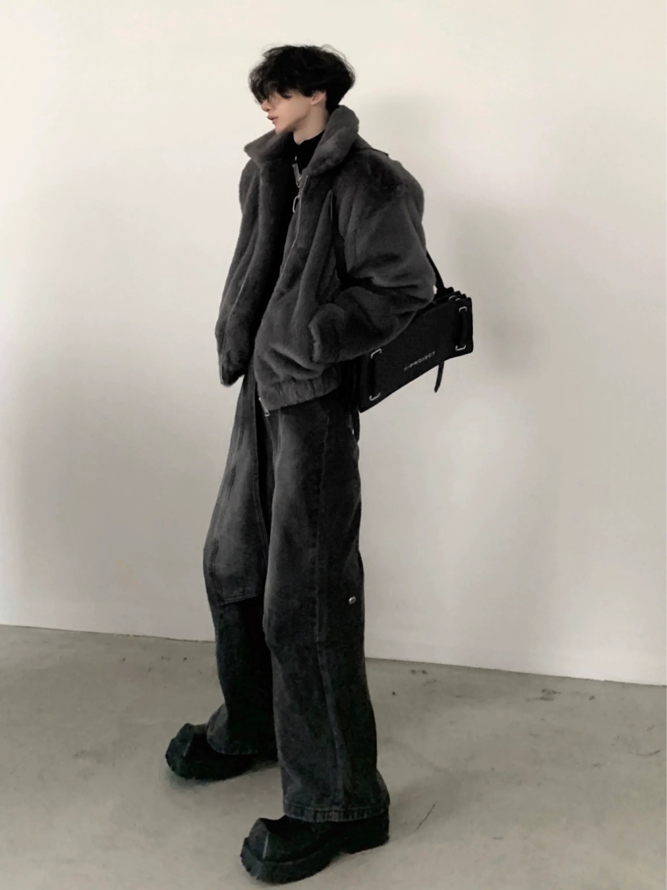 Soft Plush Thick Shoulder Pad Jacket