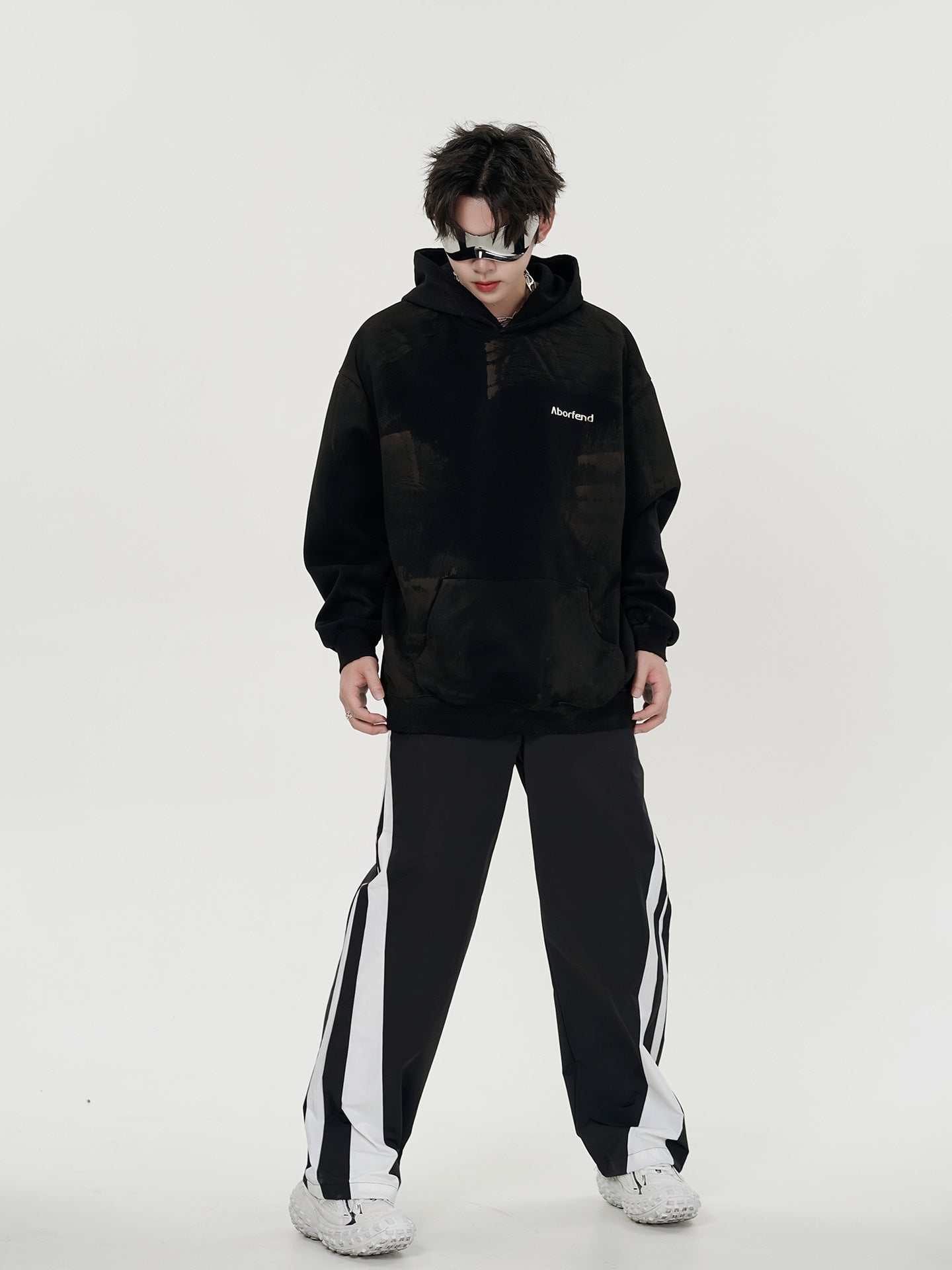 Retro Paint Brushed Printed Hoodie