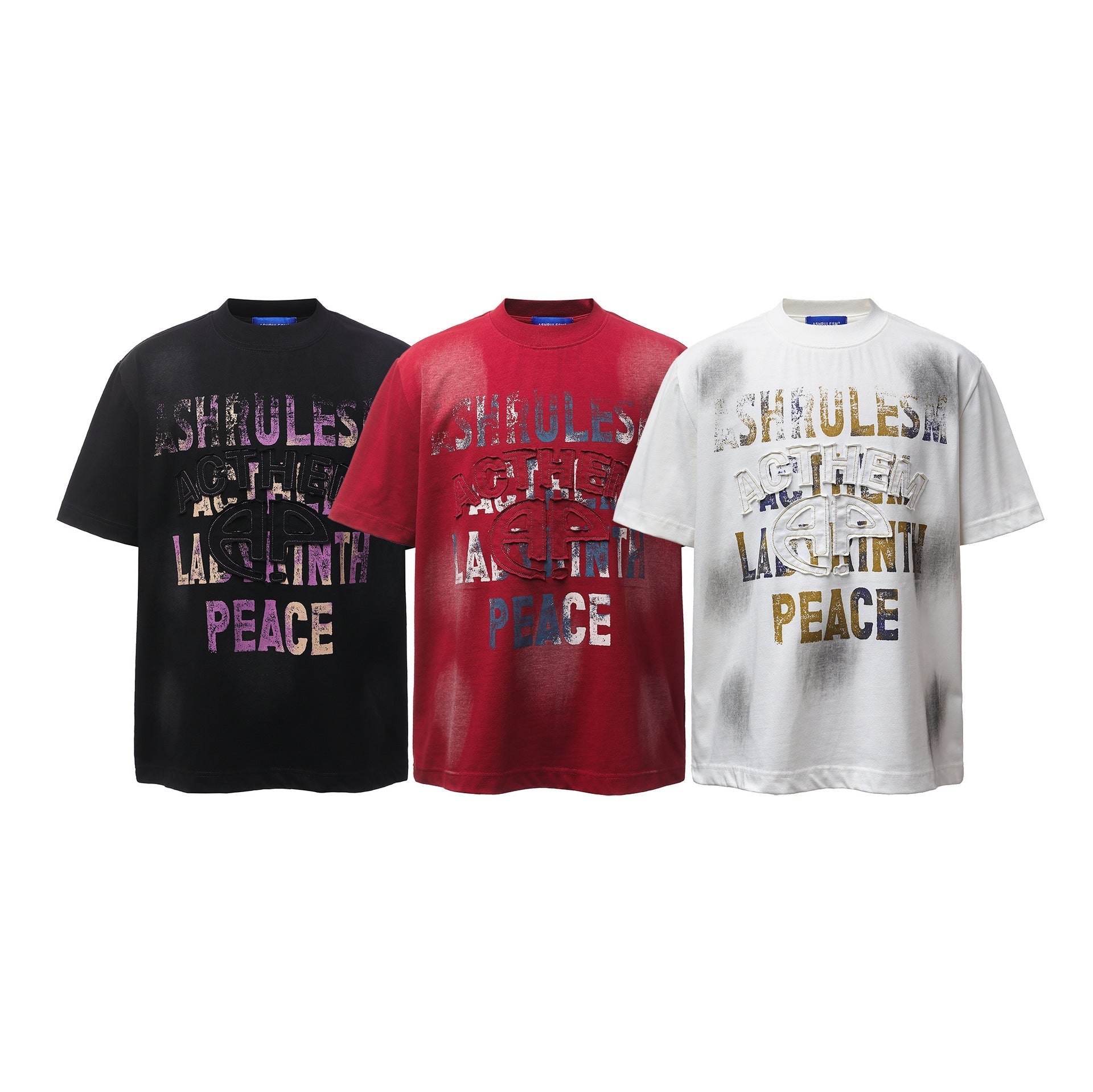 Dirty Dye Letter Print Short Sleeve T-Shirt