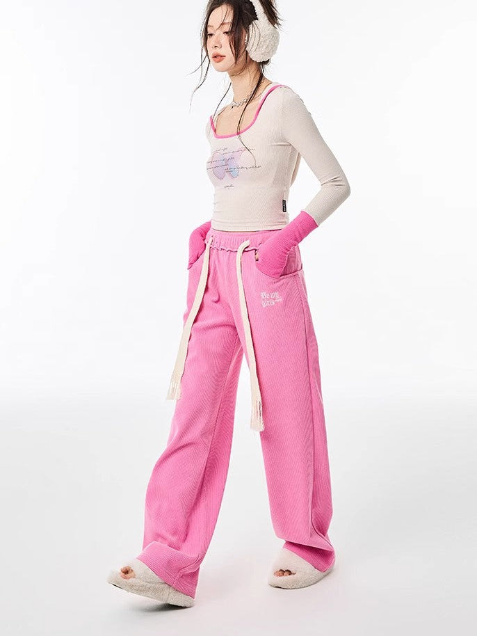 High Waist Sporty Straight Sweatpants