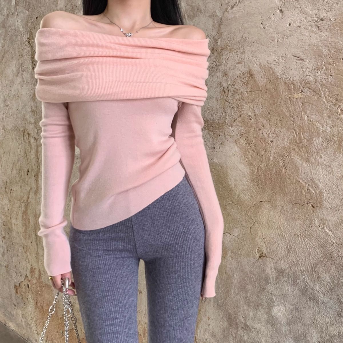 Basic One-Shoulder Knit Sweater