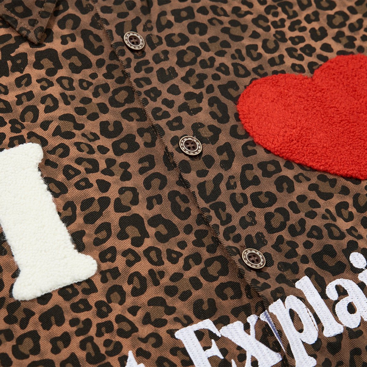 Leopard Heart Patch Short Sleeve Shirt
