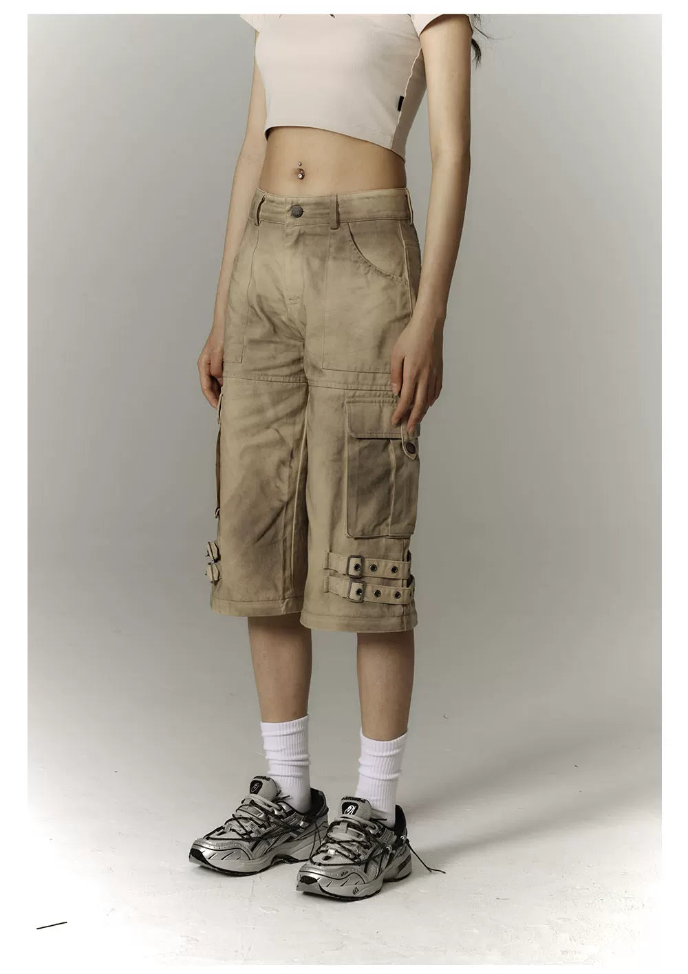 Washed Damage Workwear Wide Leg Pants