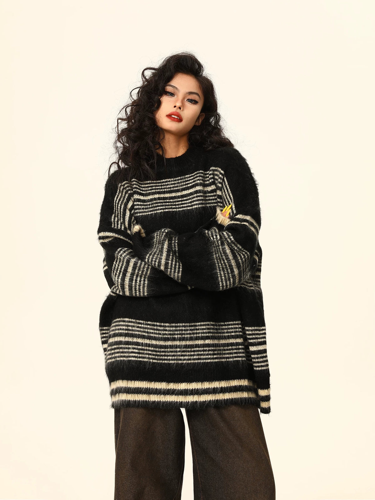 Oversized Striped Knit Sweater