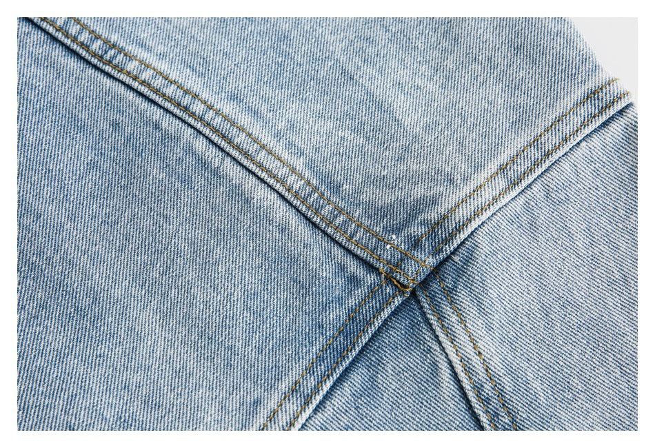 Chaqueta vaquera retro lavada con cuello vuelto