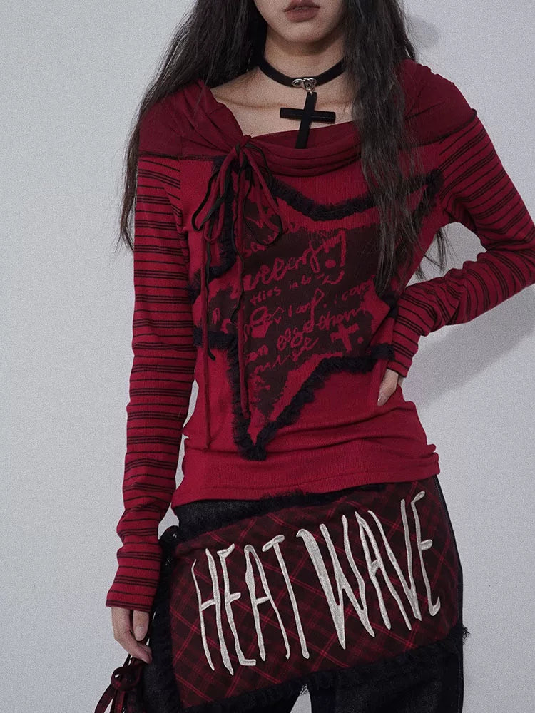 Off-Shoulder Stripe Print Knit Sweater