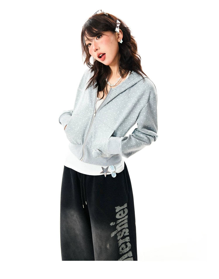Polka Dot Zipper Hoodie