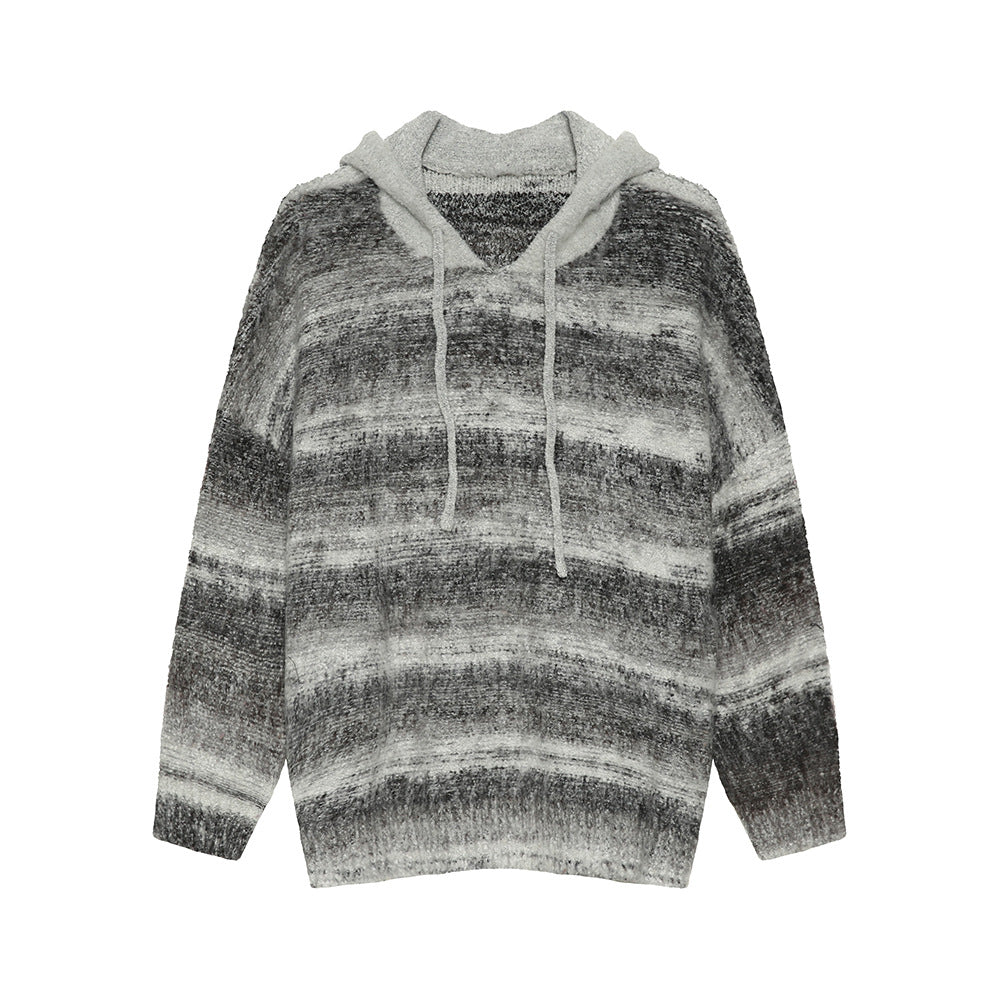 Retro Gradient Soft Hooded Sweater