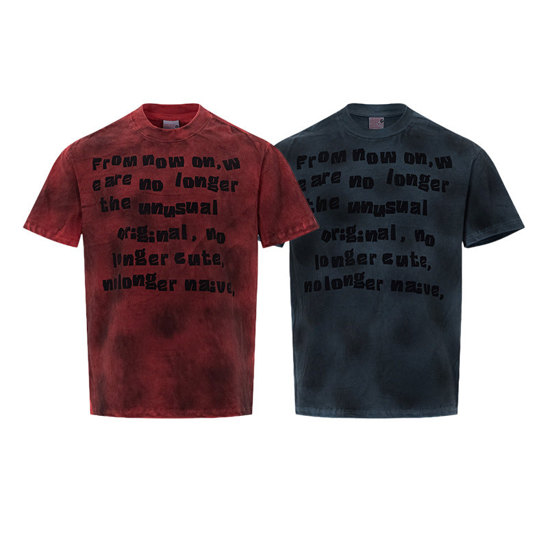 Washed Dirty Letter Print Short Sleeve T-Shirt
