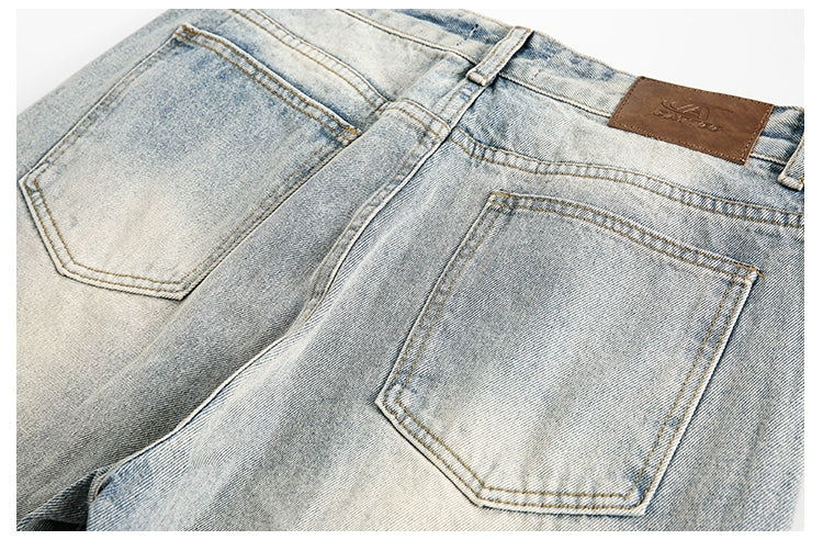 Floral Embroidered Wide-Leg Denim Jeans