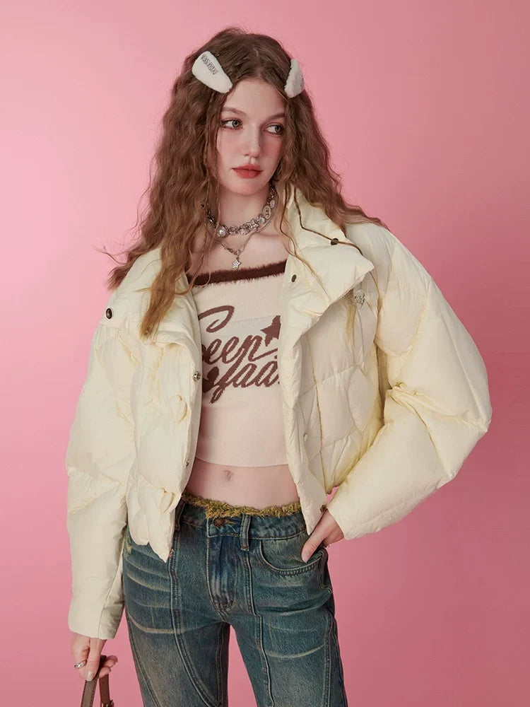 Short Thick White Duck Down Jacket