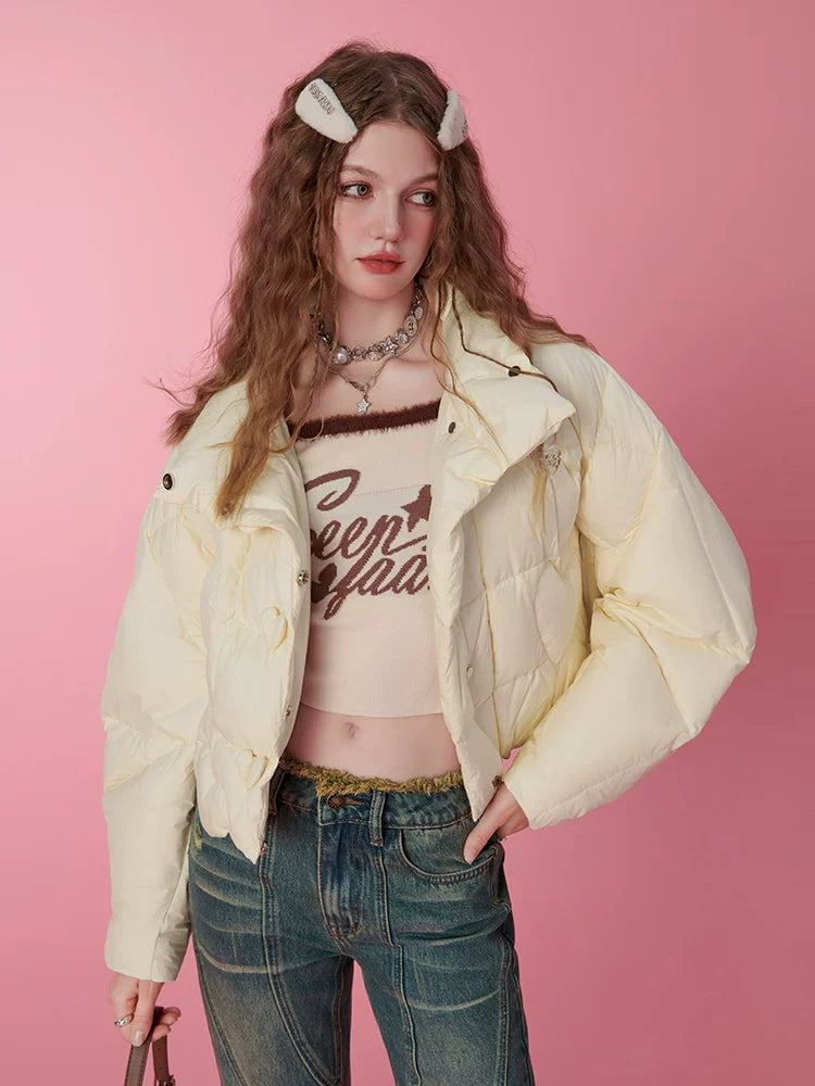 Short Thick White Duck Down Jacket