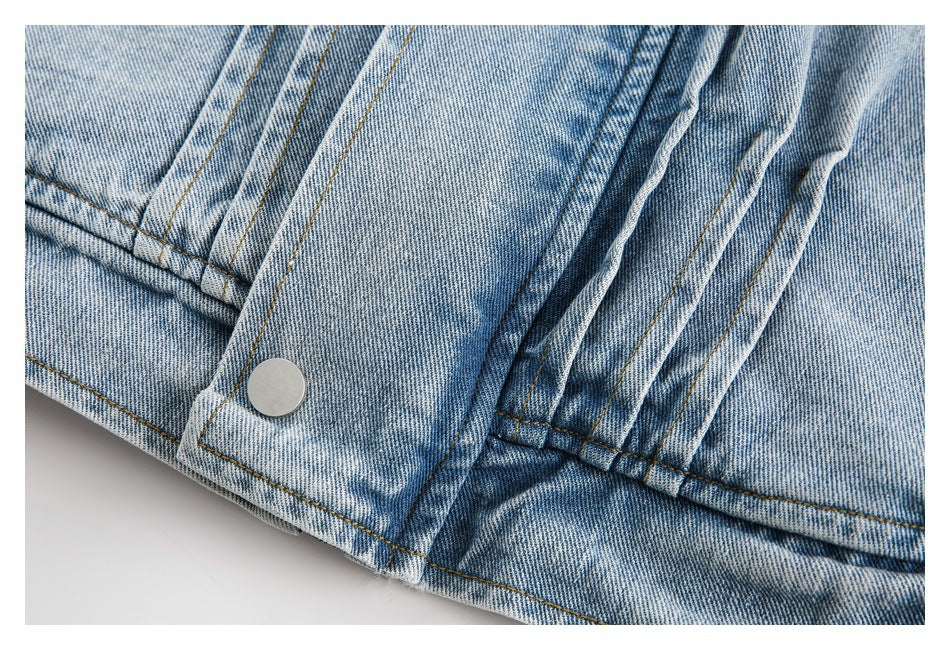Chaqueta vaquera retro lavada con cuello vuelto