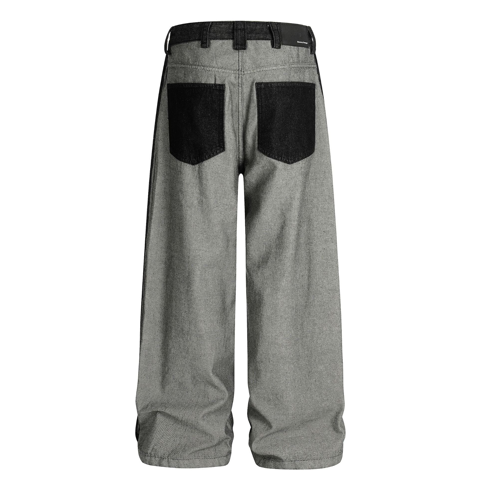 Print Deconstruction Wide Leg Denim Jeans