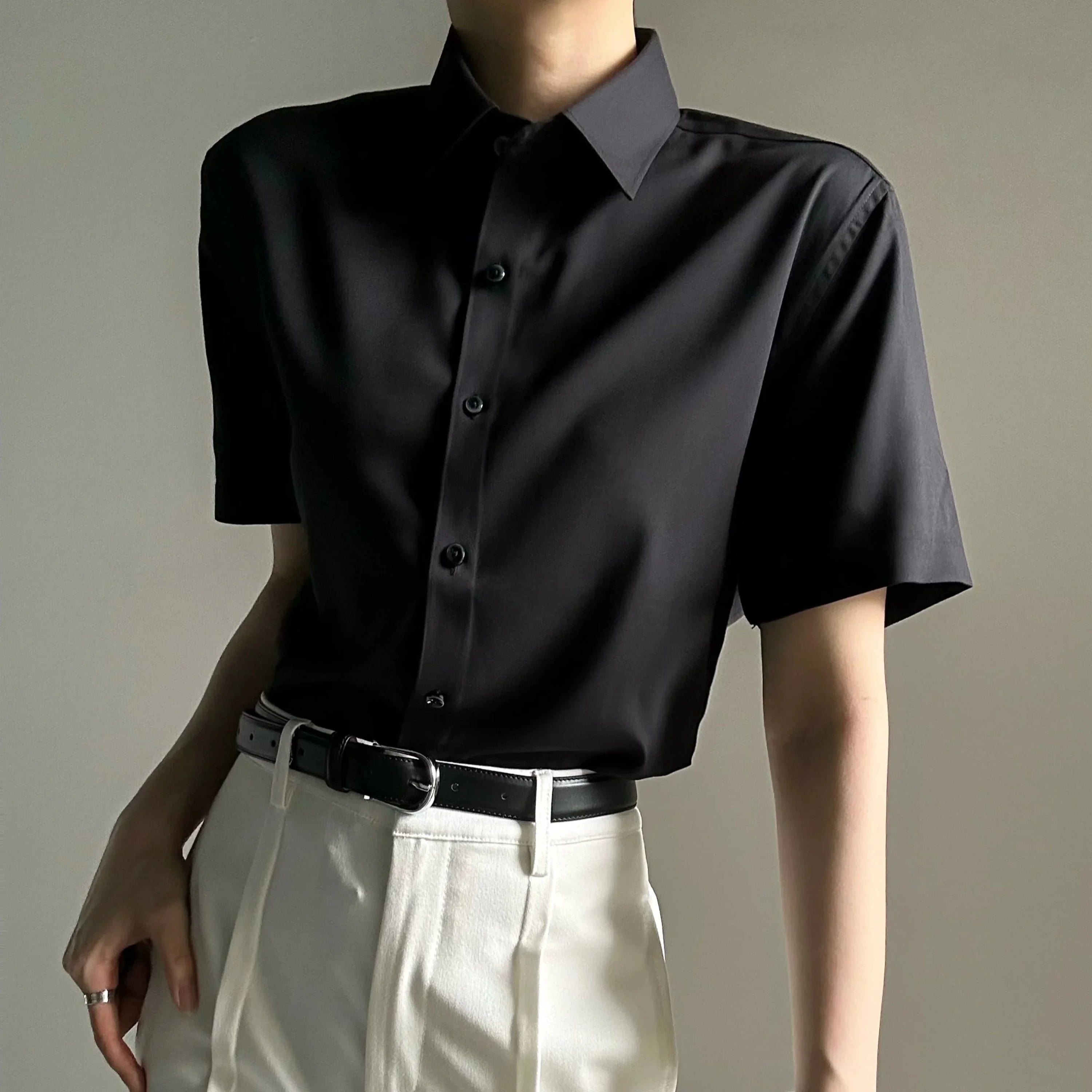 Plain Design Short Sleeve Shirt
