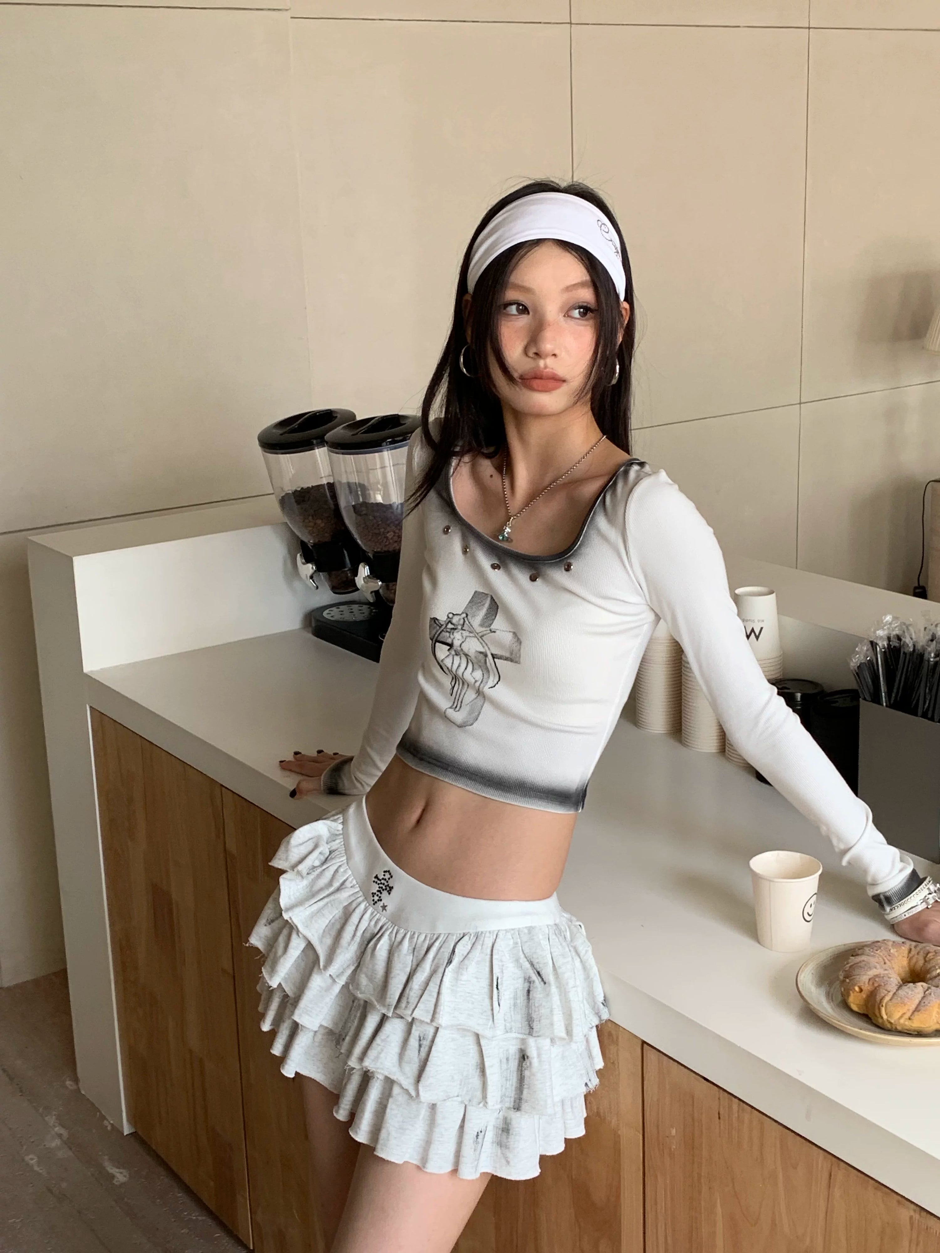 Tiered Ruffle Short Skirt