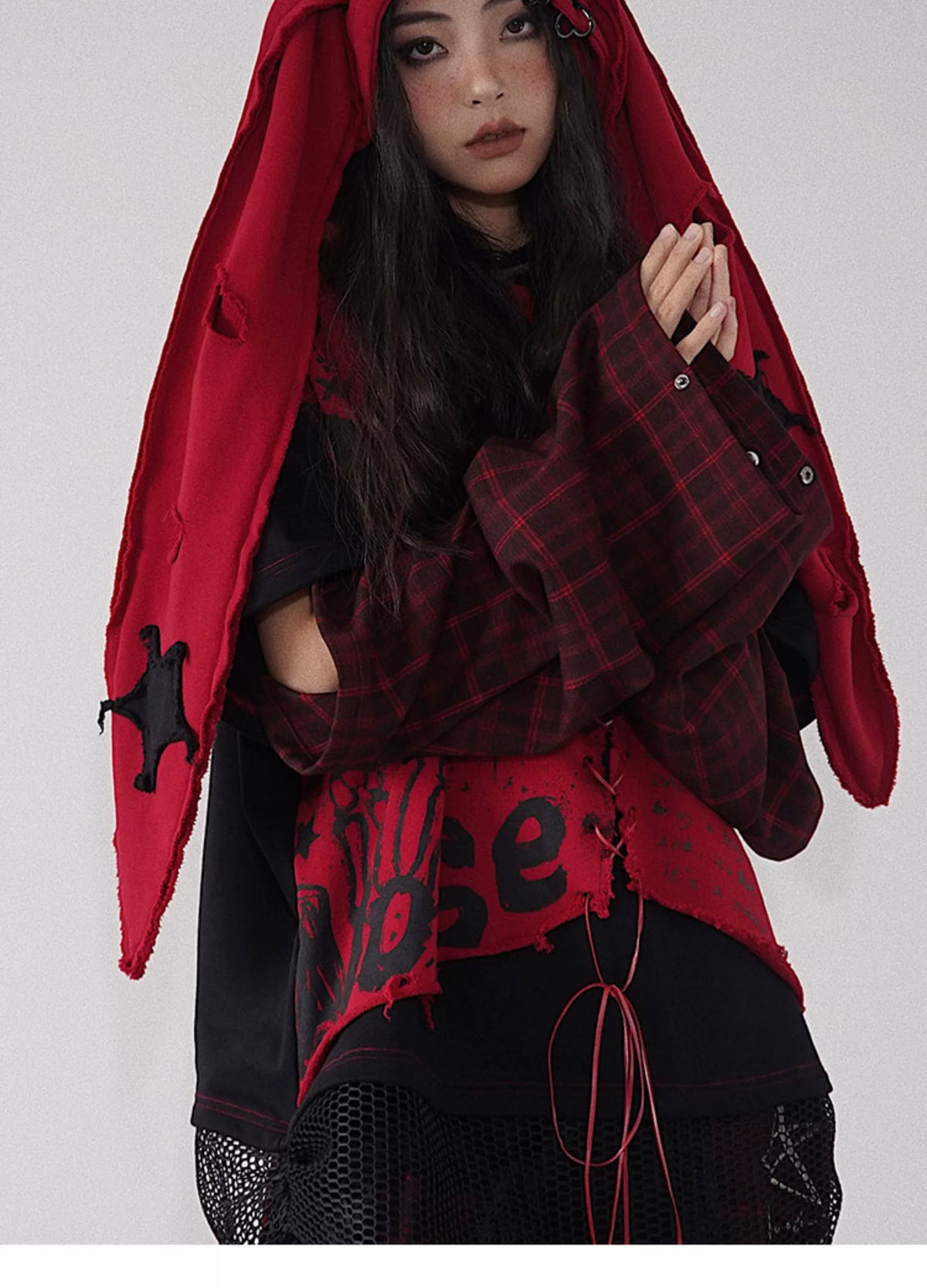 Red & Black Star Hat Scarf