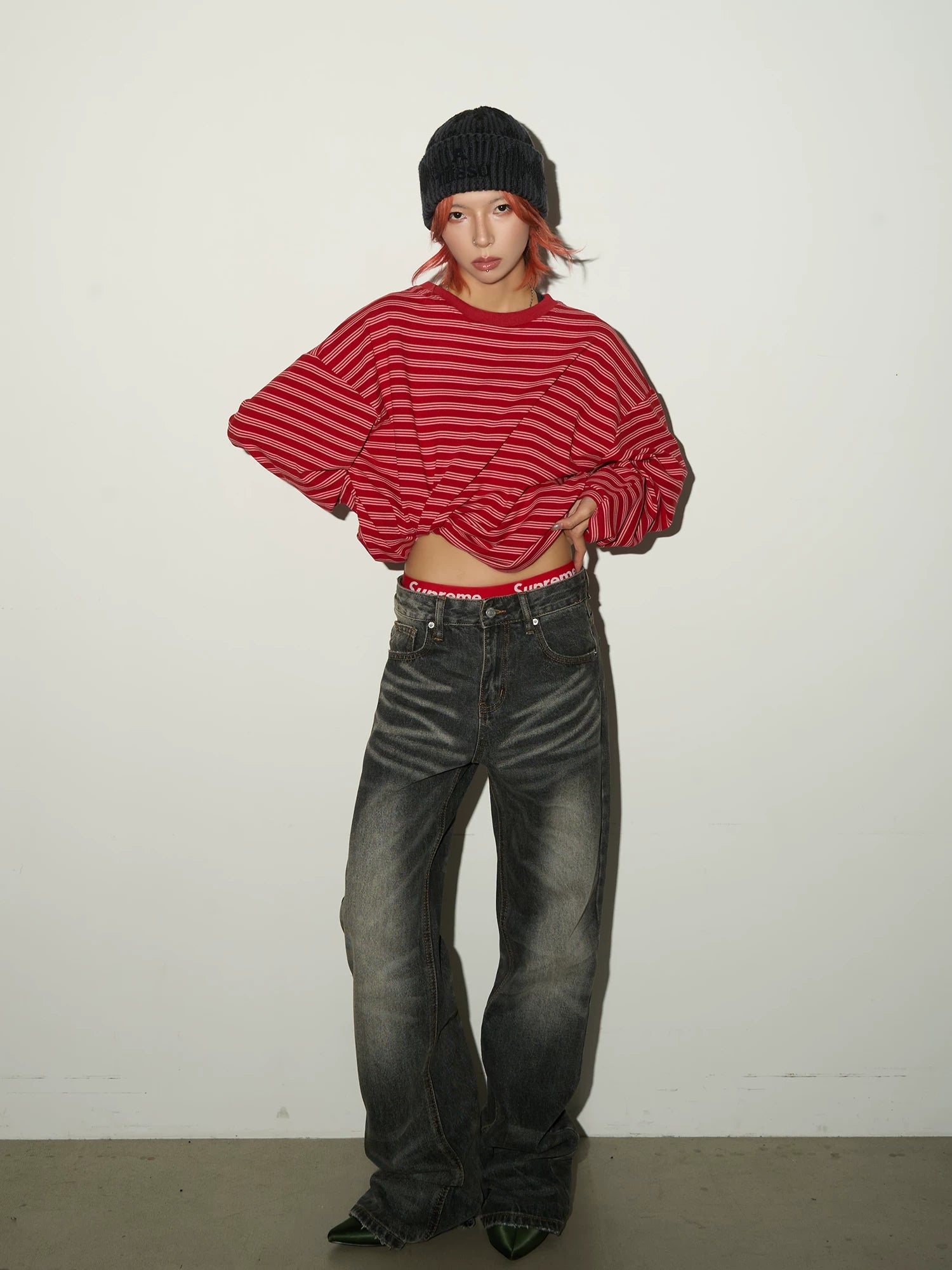 Contrast Stripe Long Sleeve T-Shirt