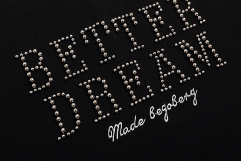 Text 'BETTER DREAM' with decorative elements on a black background, featuring the brand 'Made begaberg'.