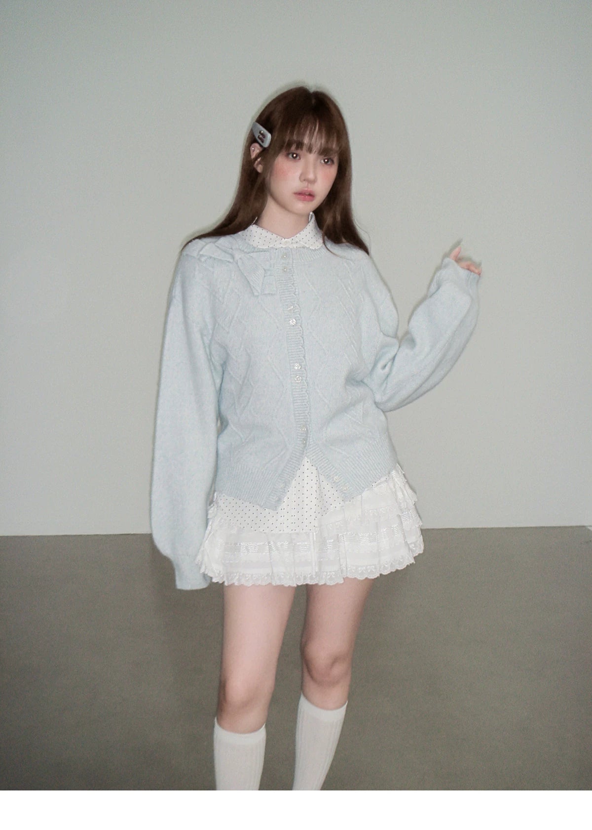 Moonlight Silhouette Bow Detail Wool Knit Cardigan